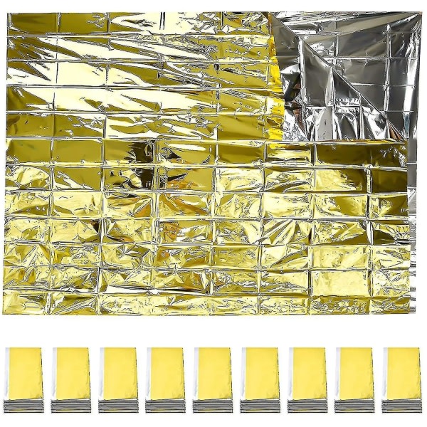 10 pieces Emergency blanket Foldable Golden 210x160cm Silver + Golden-- null none