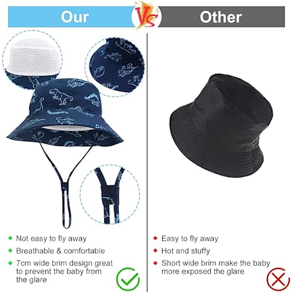 Barn Solhatt, UV-skydd Strandkeps Barn Hinkhatt Sommarhatt för Småbarn Pojkar Flickor Navy blue