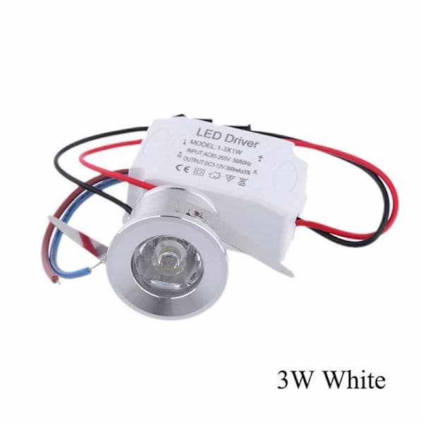 1/3W Infälld Mini Spotlight Lampa Takmonterad LED Downlight Vit 3W 3W