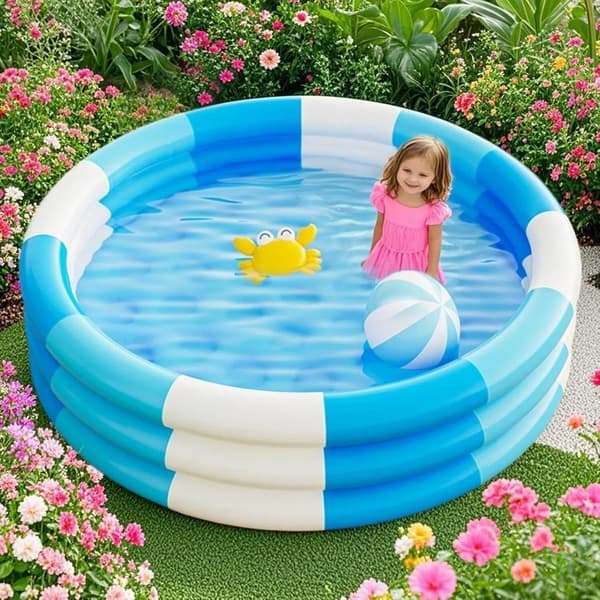 Oppustelig børnepool, oppustelig børnepool, småbørnspool til sommer vandfest have blå blue