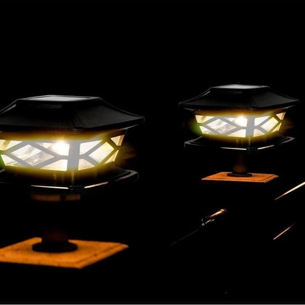 2 stk. udendørs solcellelamper til hegnspæle LED LED LED LED LED FLOW SOLAR SOLAR SOLAR SOLUS (sort)-FX-