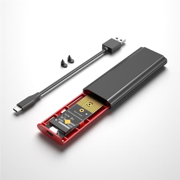 M.2 SSD NVMe-kabinet M.2 til USB 3.1 SSD-kabinet til M.2 PCIe NVMe M Key 2230-2242-2260-2280 værktøjsfri adapter, sort