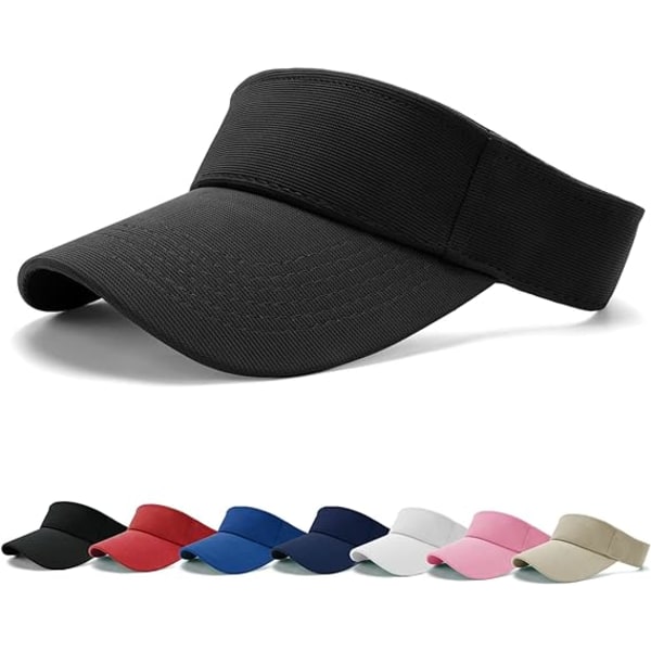 Solskydd keps - Dam ponnysvans tennis keps, sport utomhus vanlig keps, justerbar keps i twill för golf och tennis för män Black