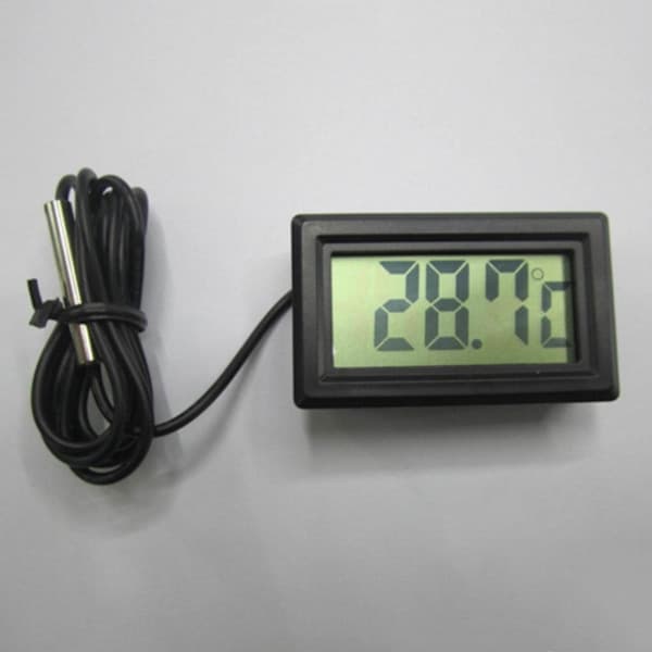 Digitalt elektronisk termometer indbygget temperaturprobe vand sort 46*28*15 (mm)