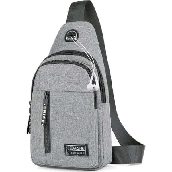 Liten ryggsäck för män Lätt nylon ryggsäck Sling Anti-stöld Casual Män Kvinnor Bröstväska för vandring Cykling Utomhus Resor（Grå） Grå Gray