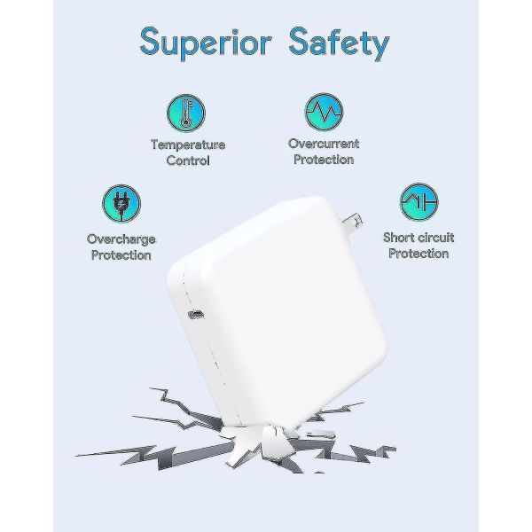 60W Macbook Pro-oplader - Erstatningsoplader med L-tip til ældre Macbook Pro 13 tommer