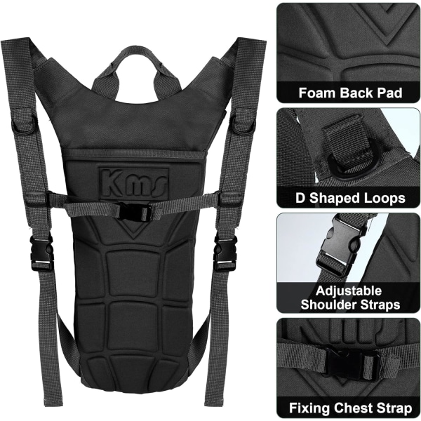 Lättviktsryggsäck för vätska med 3L vattenbehållare, unisex löpningsryggsäck för mountainbike, cykling och vandring Black