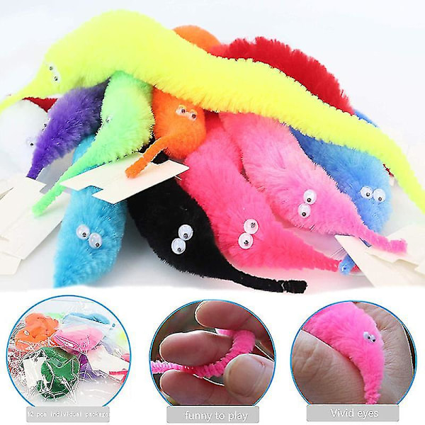 12/24 stk. Twisty Worm Magic Legetøj Party Favors Fuzzy Worm På En Snor Jul Halloween Troldmand Nye Mærkelige Trick Legetøj Til Børn 3 pcs