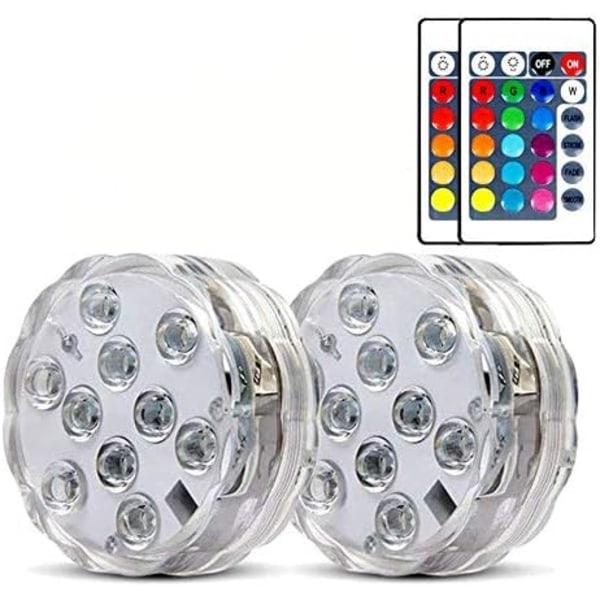 2-pack nedsänkbara LED-lampor Vattentäta poollampor Undervattenslampor med 16 färger Fjärrkontroll Ljus för dekoration
