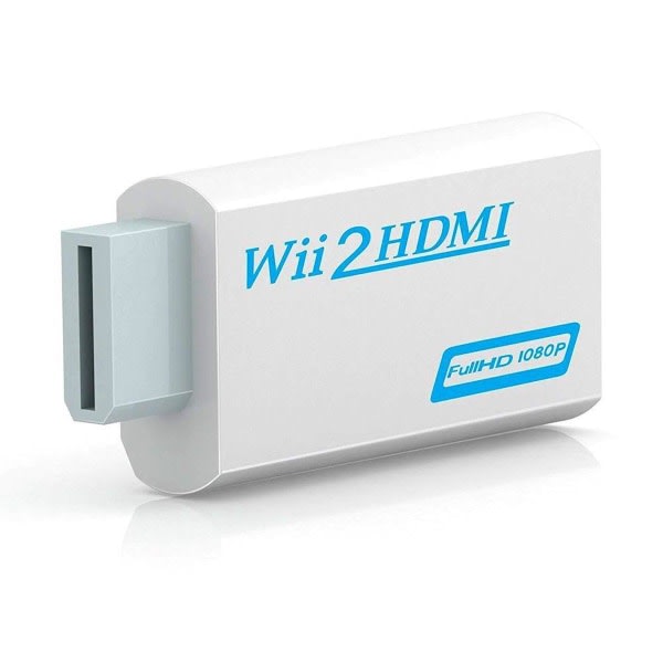 Wii til HDMI-adapter, 1080p Full-HD Nintendo hvid