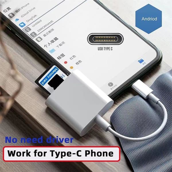 USB 2.0 Typ-C till TF Micro SD SDXC SDHC kortläsaradapter kompatibel med MacBook och bärbar dator