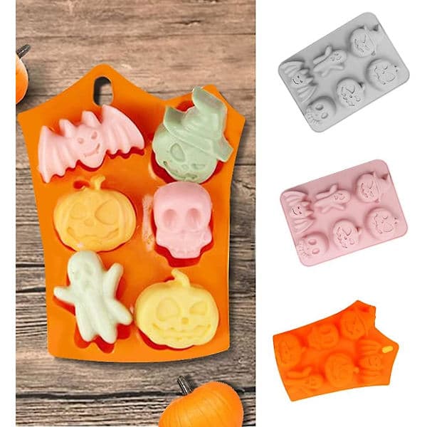 3 stk. Halloween Silikoneforme, Halloween Spøgelse Græskar Form Bageform til DIY Kager Chokolade Slik Gummier Jello Isterninger