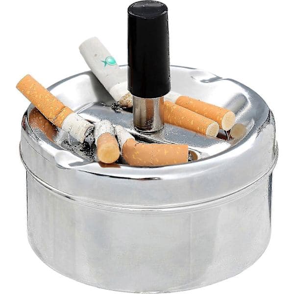 Liten silveraskkopp för utomhusbruk, kromaskkopp för utomhusbruk med lock för cigaretter, snygg askkopp, trädgårdsaskkoppar