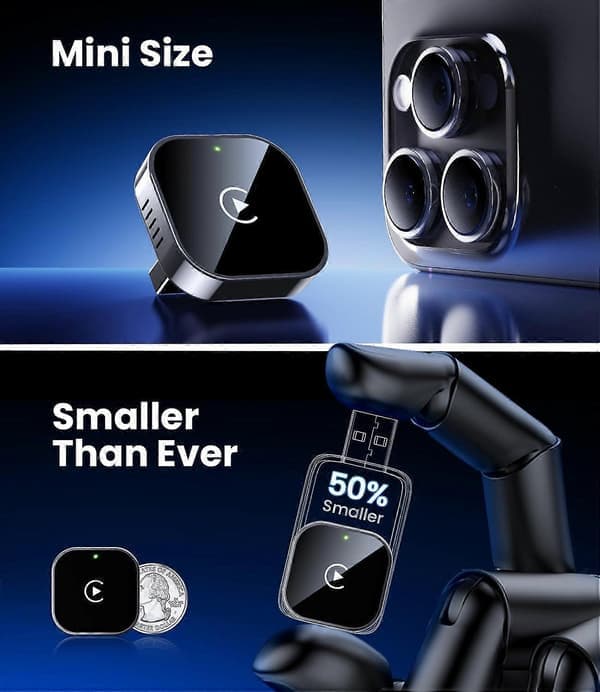 2025 Seneste Model 2025 Opgraderet Trådløs CarPlay Adapter & Android Auto Adapter, Mini & Stabil Trådløs CarPlay Dongle til iOS 10 Android 11[JUN]