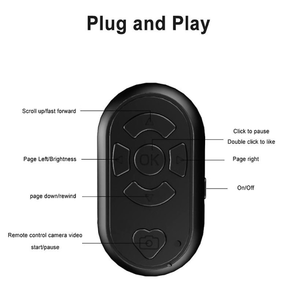 Bluetooth trådløs fjernbetjening Telefon Selfie Video Controller til Android Ios kompatibel fjernbetjeningsknap Genopladelig Type-C White