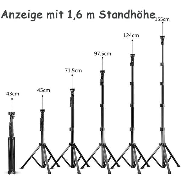 160 cm profesjonelt mobiltelefonstativ, fleksibelt og lett selfiestangstativ