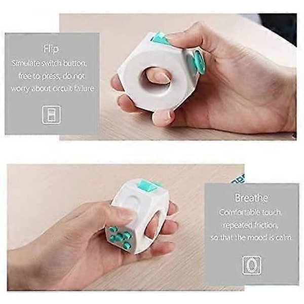 Fidget Cube Afstressningsring Legetøj til Angstlindring (Lysegrøn)