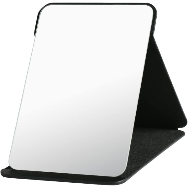 Fällbart bordsspegel med PU-läder smink spegel, bärbar resespegel, fällbart spegel med stativ bärbar 15.5*20.5cm