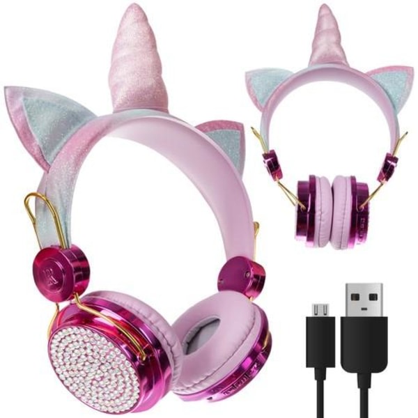 Bluetooth stereohovedtelefoner Unicorn med mikrofon Pink