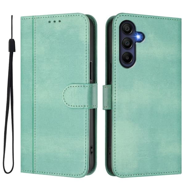 Retro læderetui med linjemønster til Samsung Galaxy A17 5G Mintgrön
