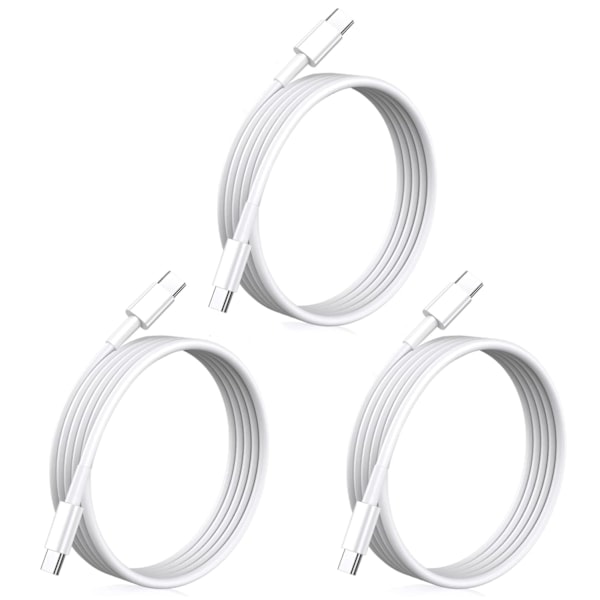 3-pack 2m USB-C-kabel för laddning och dataöverföring iPhone 16, 15 iPad Mac Vit 3-PACK 2M charging cable