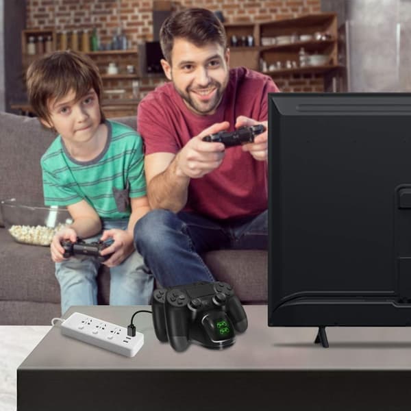 INF Dobbelt ladestation til to PS4/PS4 Slim/PS4 Pro controllere