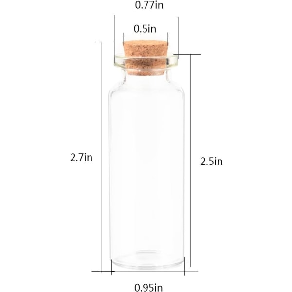 20 pakke 20 ml miniglasflasker med korkpropper Klar ønskeflasker Beholder til gør-det-selv kunsthåndværk, dekoration, bryllup favoriserer tilbehør