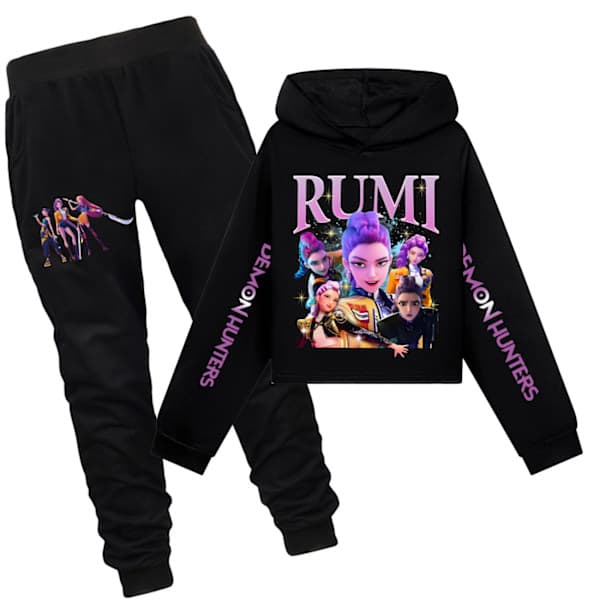 KPOP Demon Hunter Piger Cropped Sweatshirt & Shorts Sæt K-POP Set Royal Blue XX 120cm