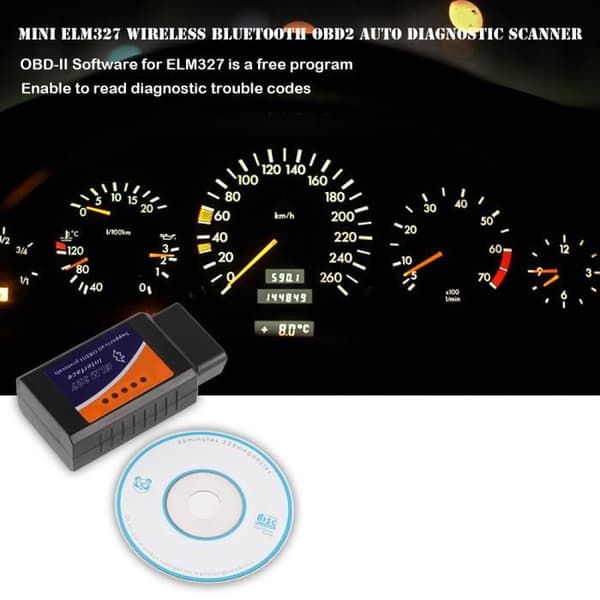 Mini ELM327 trådløs Bluetooth OBD2 auto OBDII diagnostisk kodescannerleser kompatibel med Android- og Windows-enheter