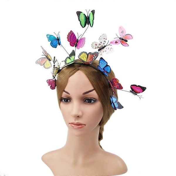 Naisten Tyttöjen Metsäkeiju Fascinator Pääpanta Värikkäät Lepattavat Perhoset Hyönteinen Villieläin Hiukset Vanne Metsäinen Valokuva Päähine Mixed color