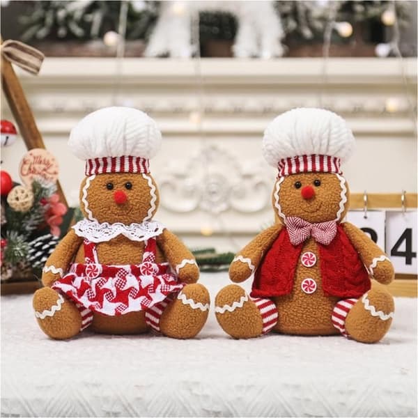 Julepynt, tegneserie-sittende pepperkakemann-figurer, kontordekorasjon for menn