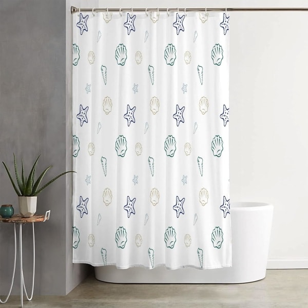 Dusjforheng 180x200cm Hvite Havskjell Vanntett Anti-Mugg Dusjforheng Polyester Badeforheng for Bad