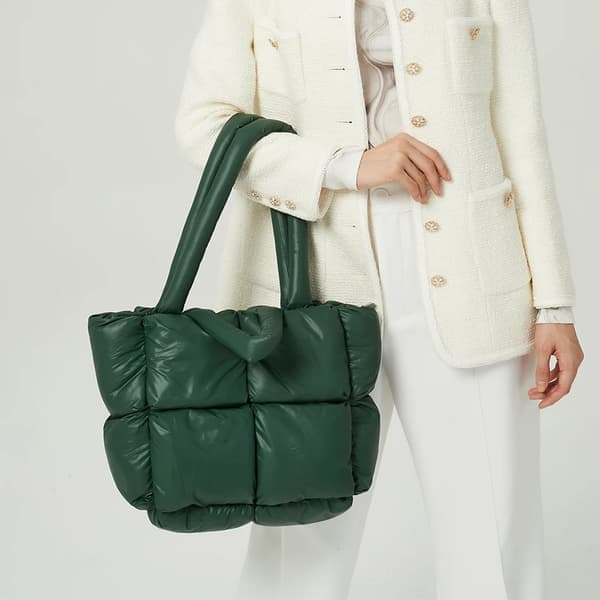 Mode Store Stofpolstrede Håndtasker Designer Quiltede Dame Skuldertasker Luksus Nylon Dun Bomuld Crossbody Taske Vintertaske Sort mini Black mini