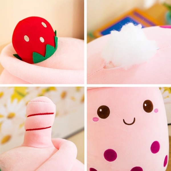 Bubble Tea Plush Pillow, Cute Boba Plush Toy Giant Boba Plush Animal Pillow for Boba Lovers (35cm)