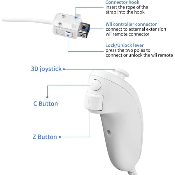 2-pak Nunchuk-controllere kompatible med Wii-konsol og bevægelsesspil [JUN]