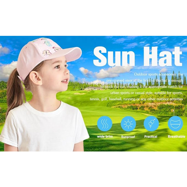 Lasten poninhäntälippis 3-8 vuotta Tytöt Pojat Golf Visor Trucker Hat Anti UV Tennislippis Lapsen Kesä Aurinkosuojalippis White