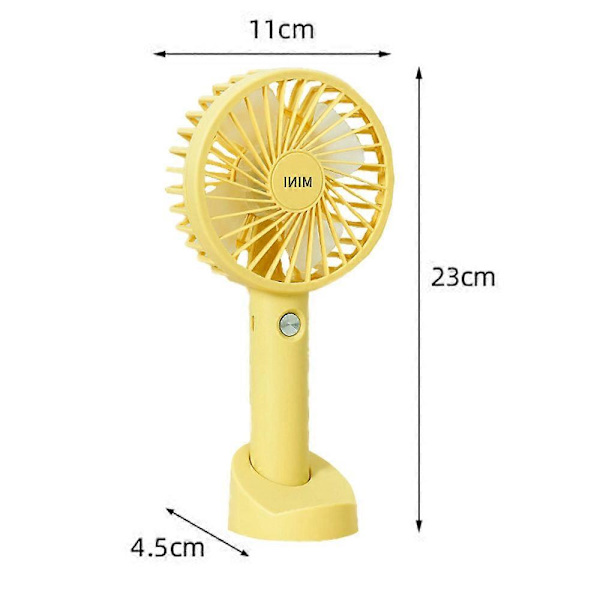 Kädessä pidettävä henkilökohtainen tuuletin, ladattava, akkukäyttöinen, jäähdyttävä, sähköinen USB-pöytätuuletin tuuletintelineellä yellow