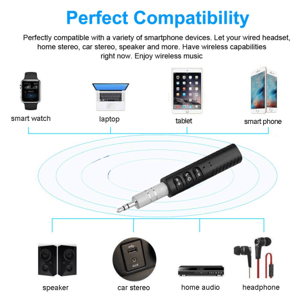 Bærbar Bluetooth-adaptermottaker med håndfri Bluetooth