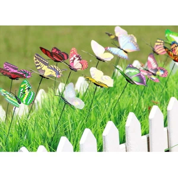 10-pack - Fjärilar på en pinne - Flerfärgad trädgårdsdekoration