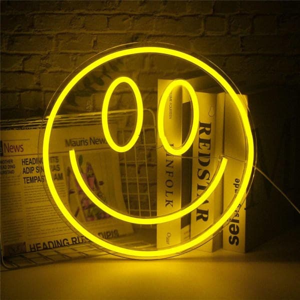 Smiley Face Neonskilt for Dekor LED Nattlys USB Barnegave
