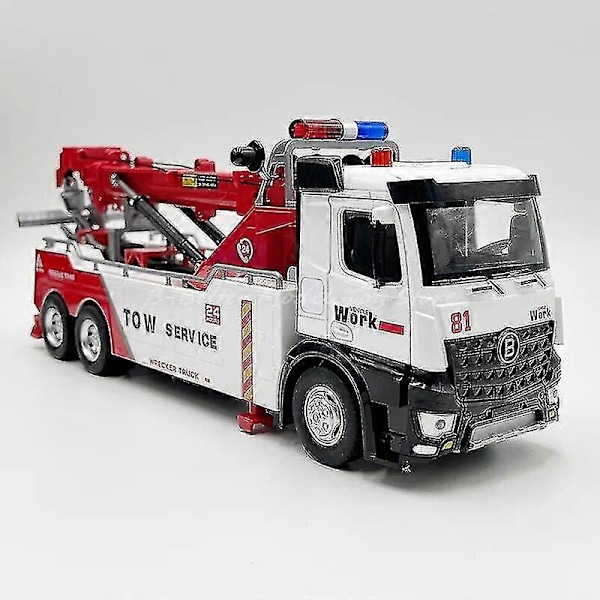 1:32 Mittakaavan Valettu Ajoneuvon Leikkiauto Suuri Kaksoiskoukkuisella Liikennetie-Pelastuspalvelun Kuorma-auto Miniatyyrimalli Äänellä ja Valolla red