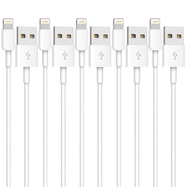 5-pak (2 m) iPhone opladerkabel Langt Lightning-kabel Hurtig opladningsledning Høj hastighed Data Sync USB-kabel