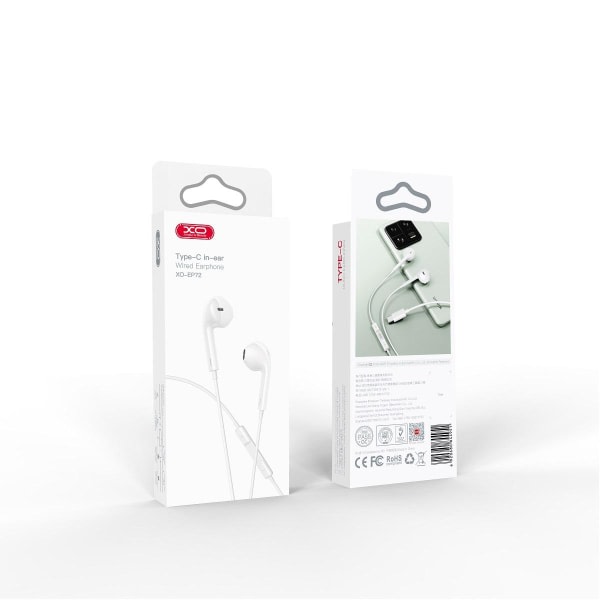 USB-C-kontakt In-Ear-hodetelefoner med mikrofon Samsung / Android -XO Hvit