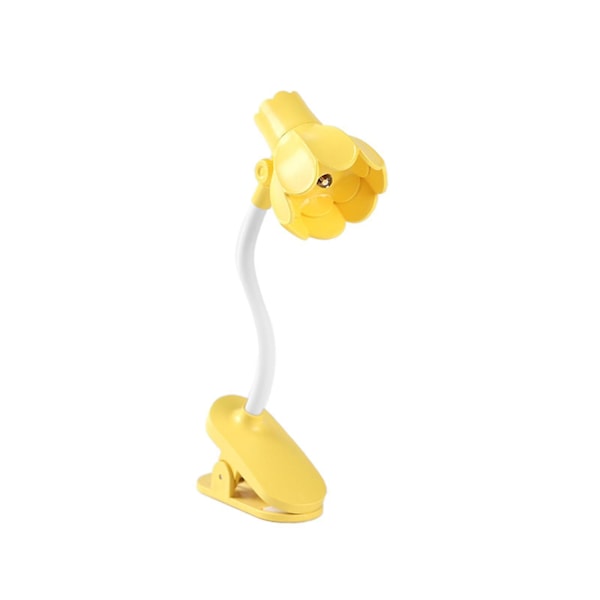 Skrivebordslampe, 360 graders rotasjon, klips-på-lampe, bærbar leselampe, klemme på skrivebord/bord/køyeseng/skap, hjemmebelysning Yellow D