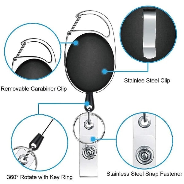 Retractable-avainrenkaan pakkaus, Retractable-merkkinen avaimenpidike, Laajennettava avaimenperä henkilökortin pidikkeelle, Kortinpidike, Avainkortti