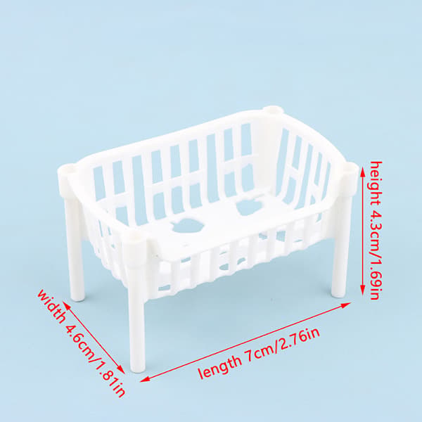 1/12 Dockskåp Mini Förvaringskorgar Dockskåp Stapelbar Korg Vit one size White