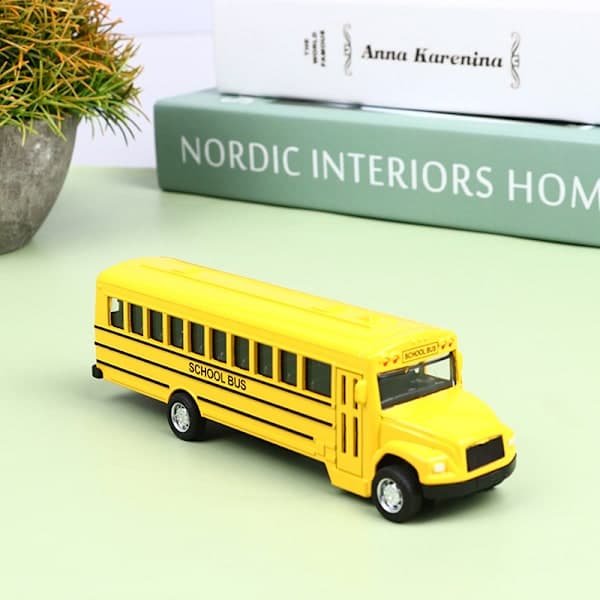 Legeret Inertial Skolebus Modelbil Træk Tilbage Legetøj Køretøj Gul one size