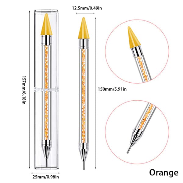 1. Dobbeltendet Dotting Pen Rhinestone Picker Voks Blyant Negle Ar Pink one size Pink
