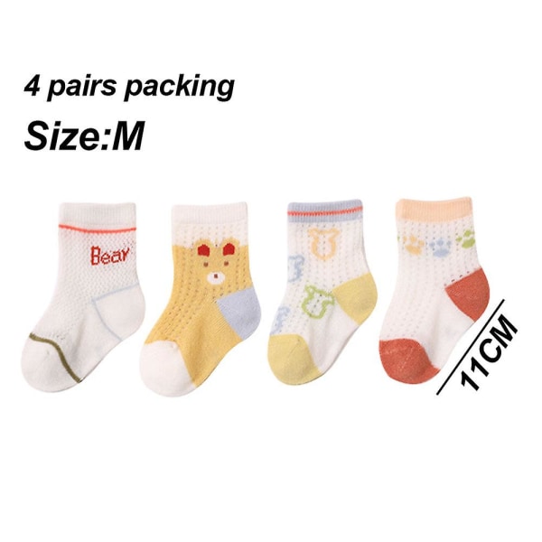 4 paria Toddler Little Kid Boys -nilkkasukat - Pehmeät puuvillaiset ohut mesh baby sukat M