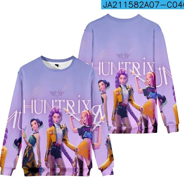 Kpop Devil Hunter Børne T-shirt, Rund Hals, Lilla, Størrelse SS S